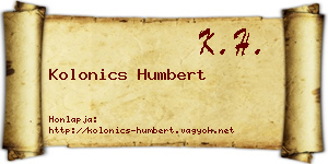 Kolonics Humbert névjegykártya